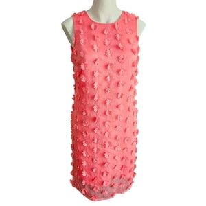 Karl Lagerfeld Paris Solid‎ Floral Coral Applique Shift 4 Kentucky Derby Dress